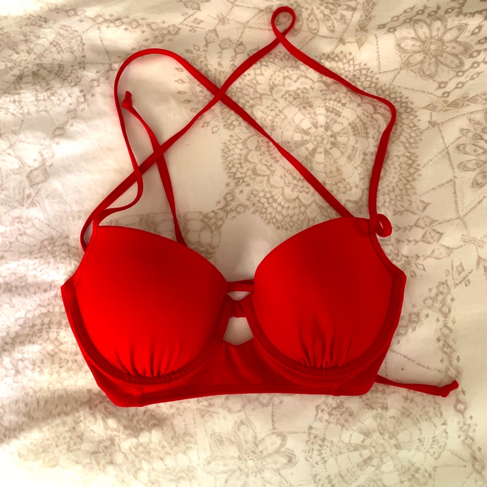 Red Strappy Bikini Top (lined)
